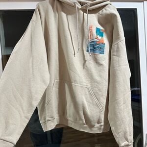 Men's Beige Graphic Hoodie